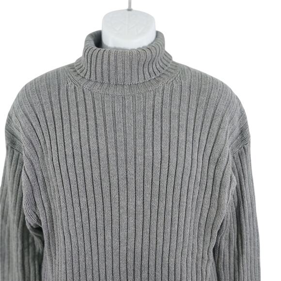 OLD NAVY OUTLET! LUXE DOVE GRAY RIBBED KNIT TURTLENECK SWEATER! SZ L - Picture 3 of 8
